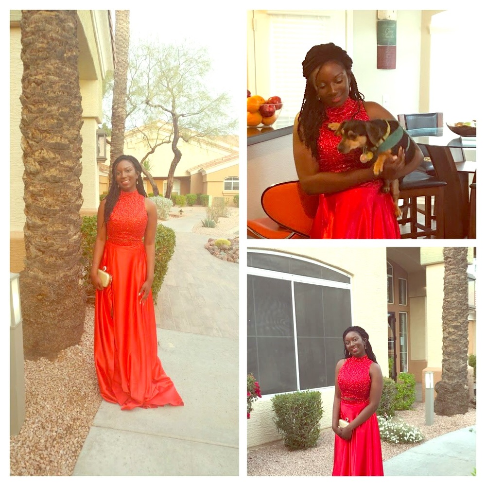 Beautiful Red Two-Piece Red Gown